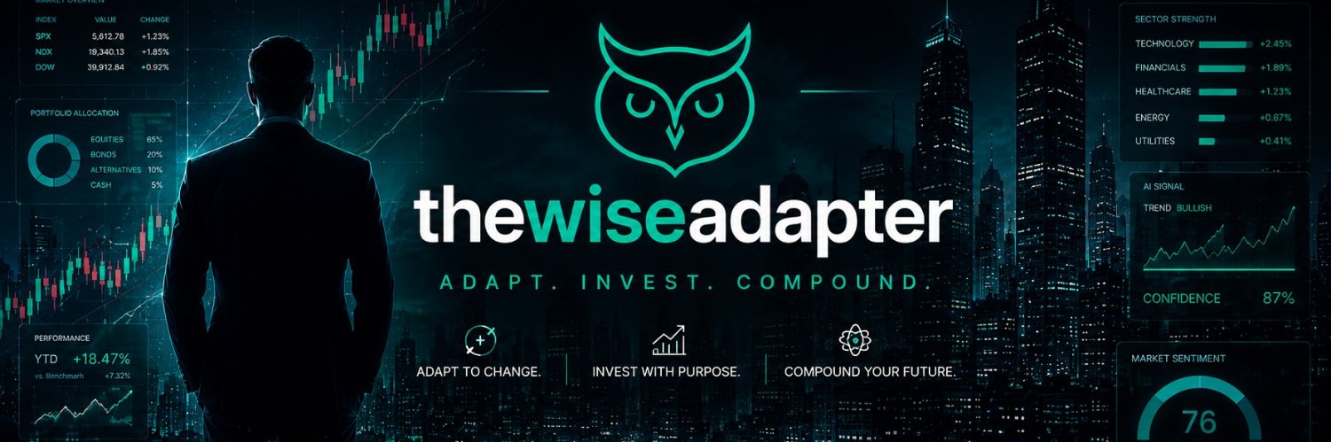 The Wise Adapter banner — city skyline with market charts
